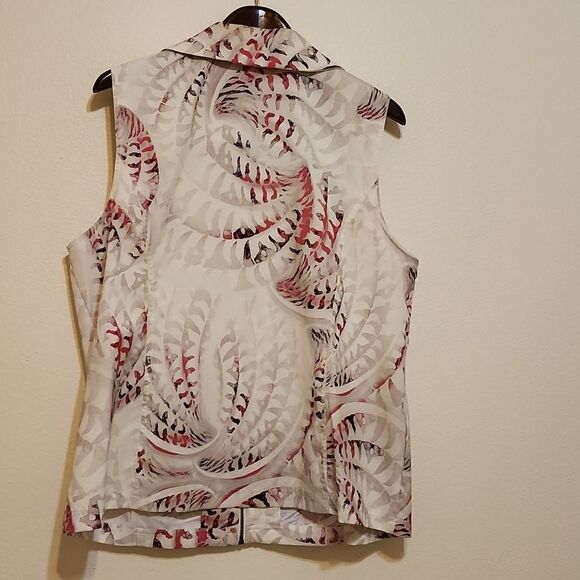 Weekends By Chico's Women's Sleeveless Abstract Print Vest Size pink Zip - Picture 3 of 7